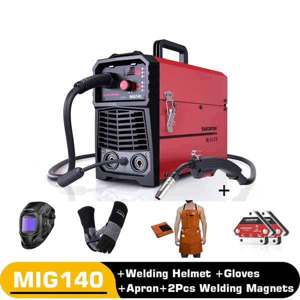 MIG Svejsemaskine, 140A Synergi Kontrol, Bærbar Design,EU-stik MIG140-5