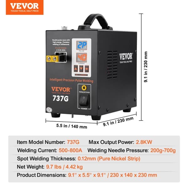 Punktsvets, 2,8KW Max Effekt, Intelligent LED Display,0,12 mm