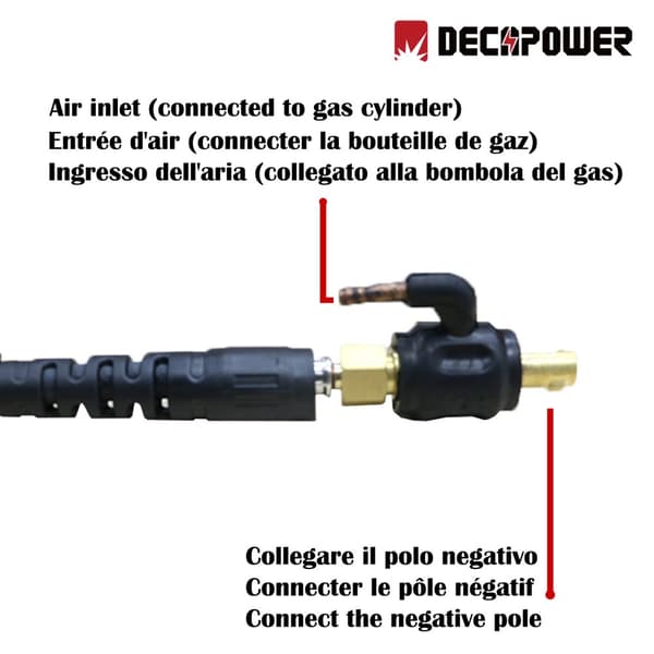 WP17V TIG-brännare, 4 meter kabel längd, gasflödesjustering, kompatibel med DECAPOWER-maskiner