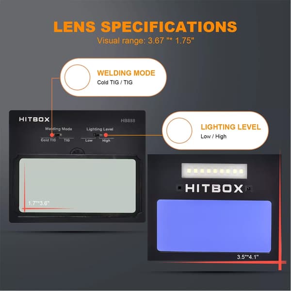 HITBOX Svejsehjelm, Automatisk Mørklægningsfunktion, CE-certificeret Sikkerhed,HB888HB888