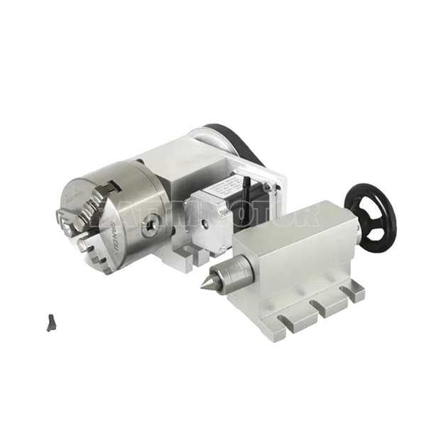 CNC Rotationsdelingshoved, 3-krone chuck, tailstock 65mm, Nema23 steppermotor,K11-80mm