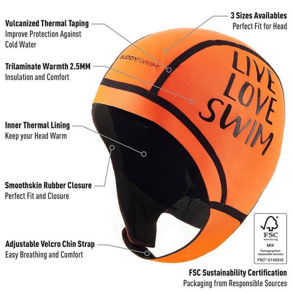 Buddyswim Neopreeninen Lippalakki Trilaminate Warmth 2.5 Mm Oranssi S