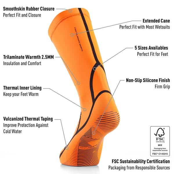 Buddyswim Tossut Trilaminate Warmth 2.5 Mm Oranssi EU 40-41