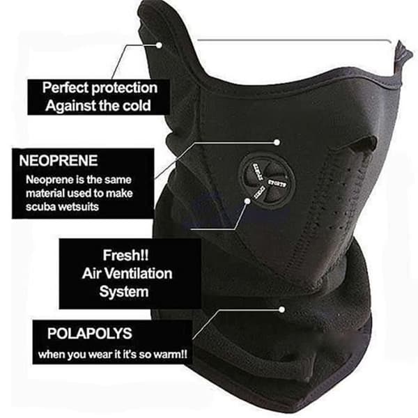 Balaclava Anti-Cold Fleece Mask för skidåkning och cykling - GIFT TOWER - Svart - Vuxen - Andas