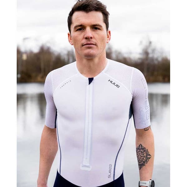 Huub Kortærmet Trisuit Anemoi 2 Sub22 Fl Hvid,Blå S Mand