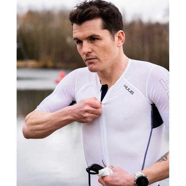 Huub Kortærmet Trisuit Anemoi 2 Sub22 Fl Hvid,Blå S Mand