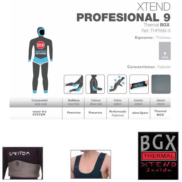 Spetton Spearfishing X-tend Profesional 9 Mm Sort M