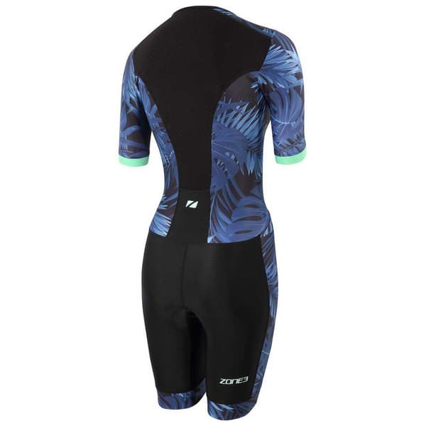 Zone3 Kortærmet Trisuit Activate+ Tropical Palm Blå,Sort XS Kvinde