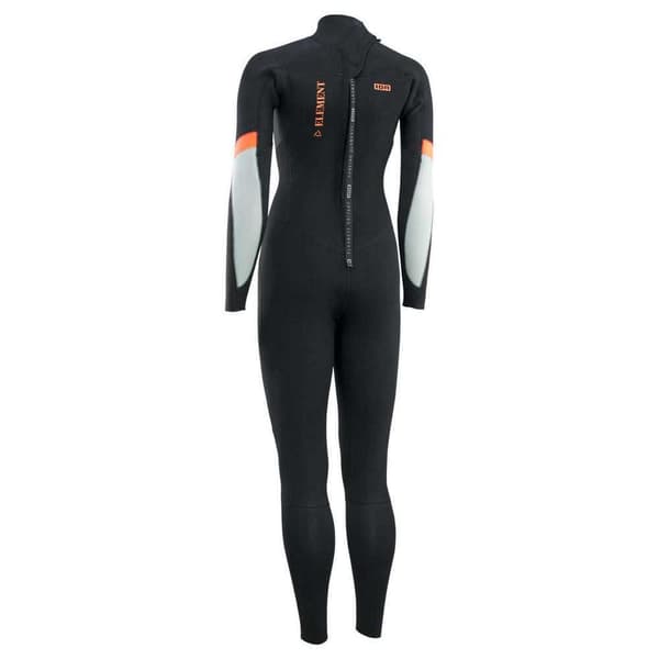 Ion Kvinna Långärmad Back Zip Neopren Kostym Element 4/3 Mm Svart S
