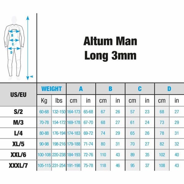 Cressi - XLV435913 - Altum Wetsuit Man 3mm - One Piece Wetsuit or Shorty för män
