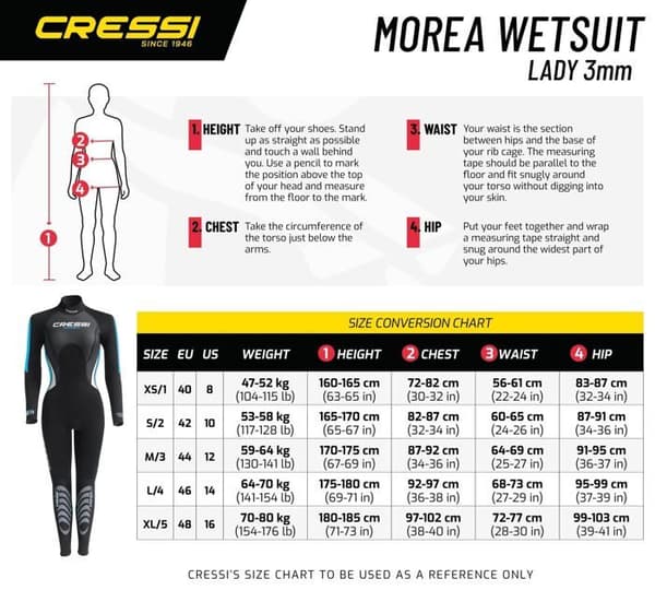 Cressi - LU476502 - Morea Lady Monopiece våtdräkt 3mm - Monopiece våtdräkt för kvinnor