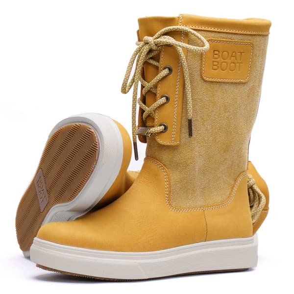 Boat Boot Canvas Laceup Stövlar Gul EU 41 Kvinna