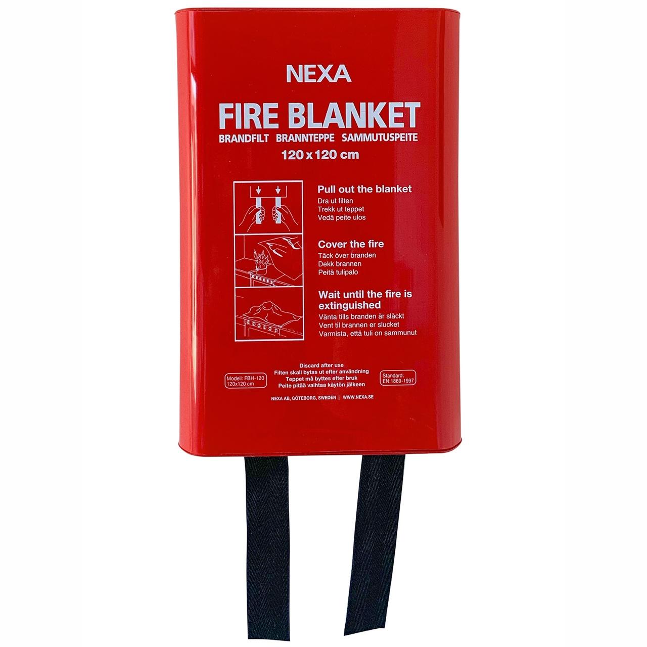 NEXA Fire & Safety FBD-120 Brandfilt Röd 120x120 cm Hårdbox