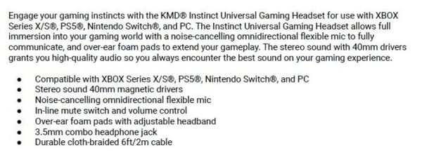 KMD Instinct Universal Headset Black