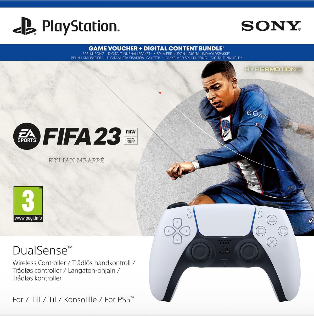 Playstation 5 DualSense Controller + FIFA 23 PS5 Digital code CDON