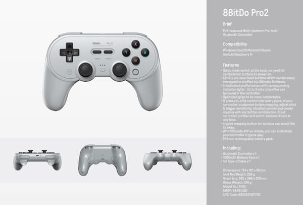 8Bitdo Pro 2 Classic Grey