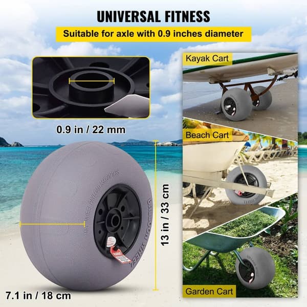 2st 55kg kapacitet 13" uppblåsbara strandhjul med manuell luftpump, flexibel rörlighet i all terräng, robust TPU-konstruktion