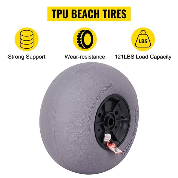 2st 55kg kapacitet 13" uppblåsbara strandhjul med manuell luftpump, flexibel rörlighet i all terräng, robust TPU-konstruktion