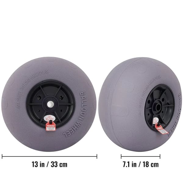 2st 55kg kapacitet 13" uppblåsbara strandhjul med manuell luftpump, flexibel rörlighet i all terräng, robust TPU-konstruktion