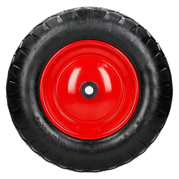 ECD Germany 2-delat skottkärrahjul med pneumatiska däck med axel - 4,80 / 4,00-8 - Ø 390 mm - 95 mm bredd - 200 kg lastkapacitet - däck med stålfälg -