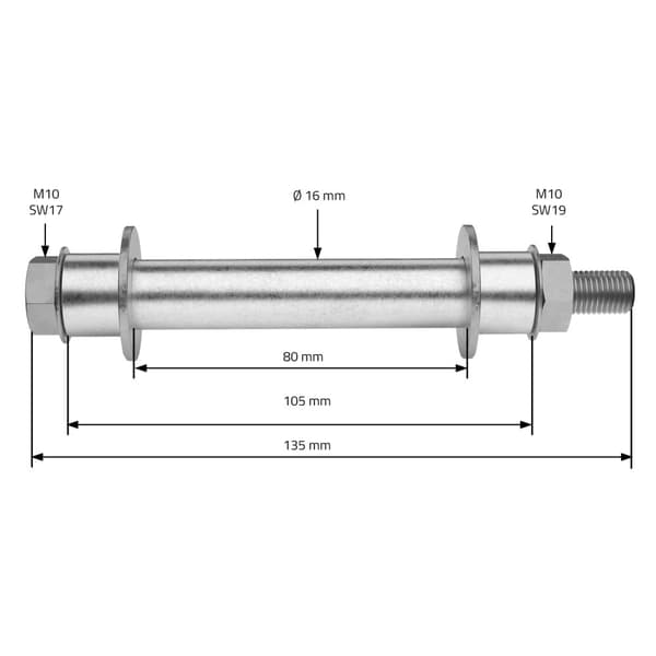 ECD Germany akseliin varten Schubkarrenrad pyörän - 19,7mm x 128 - teräs - Hub leveys 75mm - korkit - Sackkarrenrad pyörät Bollerwagen