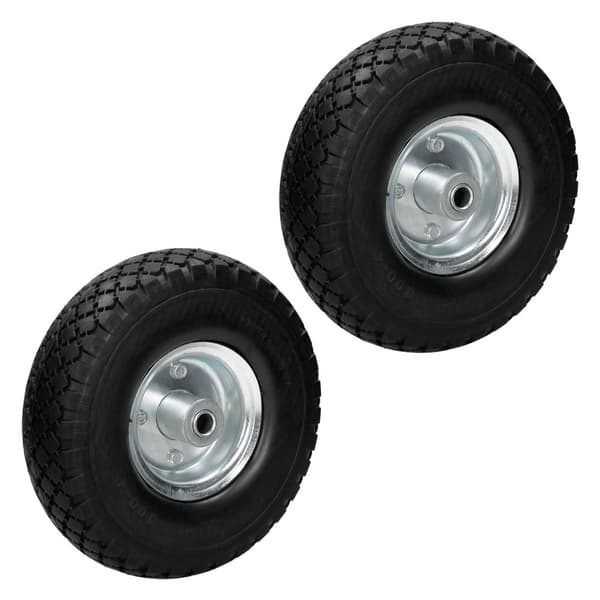 ECD Germany 2 x käsikärryn lohkoprofiili puhkeamattomasta PU-kiinteästä kumista - 3.00-4 / Ø260x85mm - kuulalaakereilla ja teräsvanteella - 120kg
