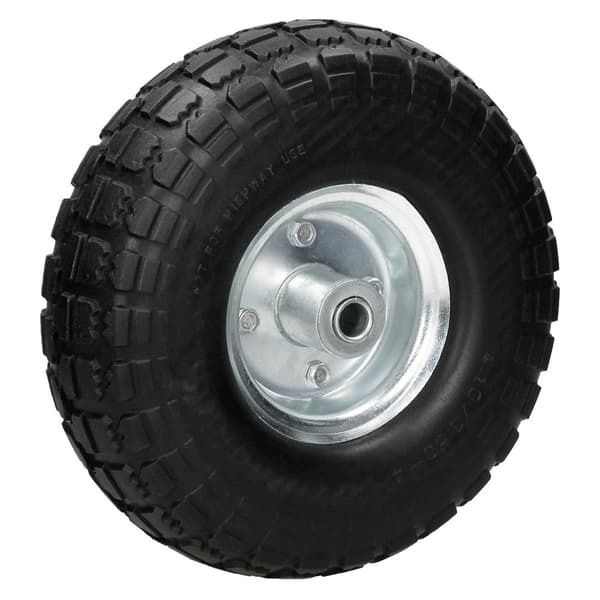ECD Germany Sackkarrenrad nappulaprofiili pistonkestävän PU kumi-4,10/3,50-4 Ø260x85mm-kuulalaakeroitu ja teräsvanne-130kg kantavuus-Musta