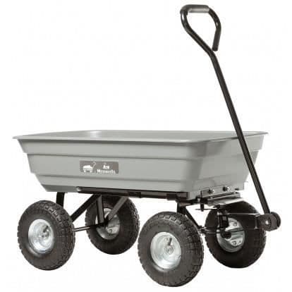 HAEMMERLIN Trädgårdsvagn - 4 uppblåsta hjul Ø 270 mm - Grå PP-låda 75 l - Maximal belastning 150 kg