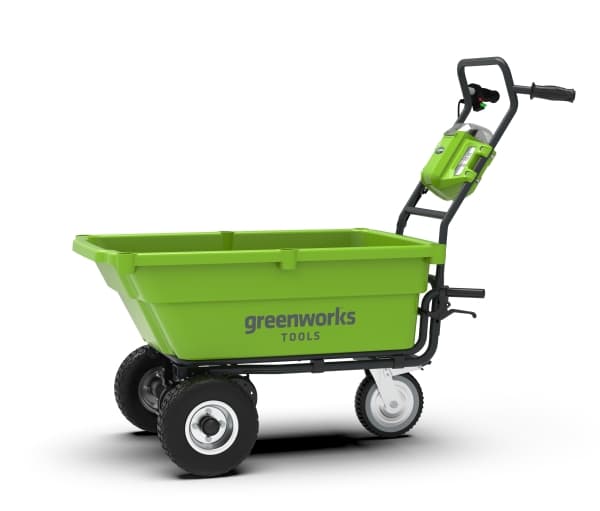 Greenworks G40GC, Motorisert trillebår, 3 hjul, Solide hjul, Sort, Grønn, 100 kg, 550 mm