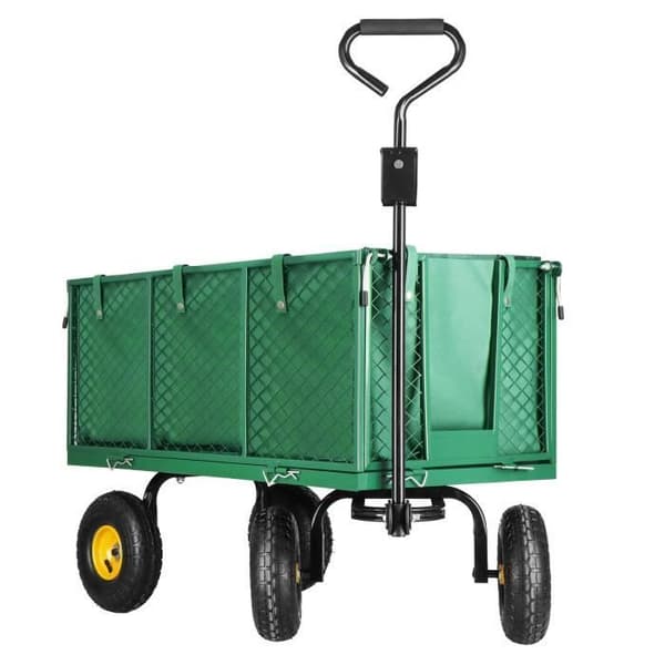 Fällbar transportvagn 4 hjul + avtagbar presenning Max. 400kg - SPRINGOS