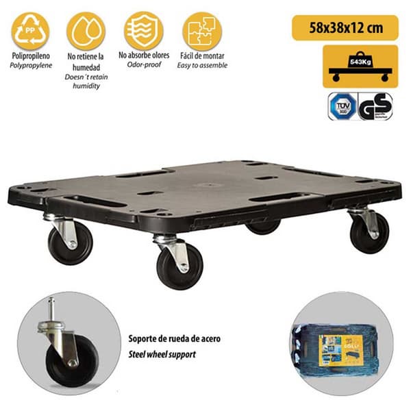 Artplast Platform Med Hjul Dolly 58x38x12 Cm Sort