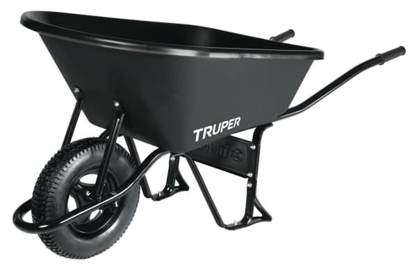 Truper 11777, Manual wheelbarrow, 1 renkaita, Ilmatäytteiset renkaat, Metalli, Muovi, Musta, 170 L