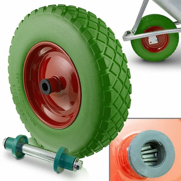 Vihreä pyörä kottikärryyn, tubeless 4.8 kuulalaakereilla