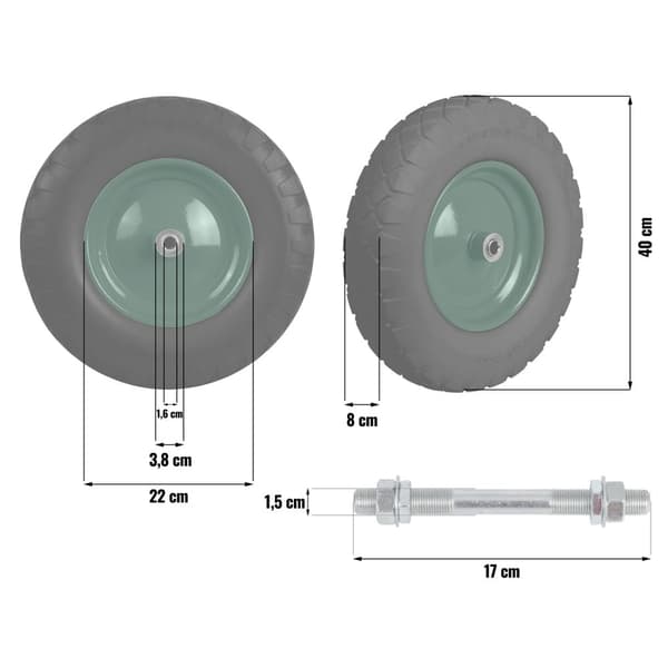 Tubeless kottikärrypyörä 4.00-8 musta ja vihreä Humberg