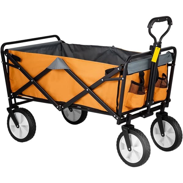 80kg kapacitet vikbar vagn med 4st 360° svängbara hjul och justerbart handtag, stort utrymme, lätt att fälla ihop/fälla ut