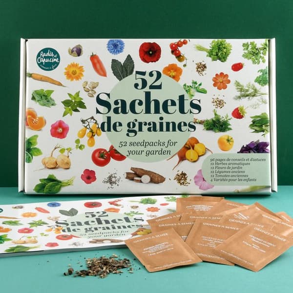 Rädisa och Nasturtium - Box med 52 paket frön att så