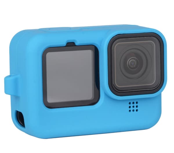Silikonebl? etui til et Gopro kamera