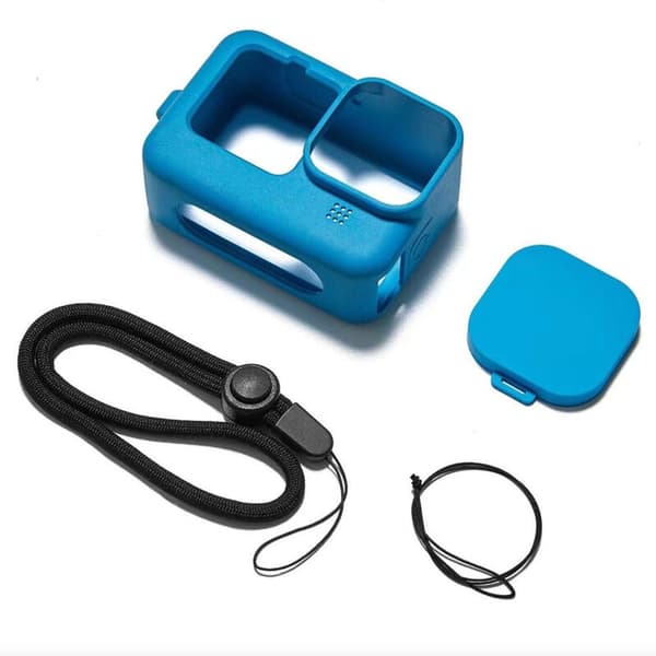 Silikonebl? etui til et Gopro kamera