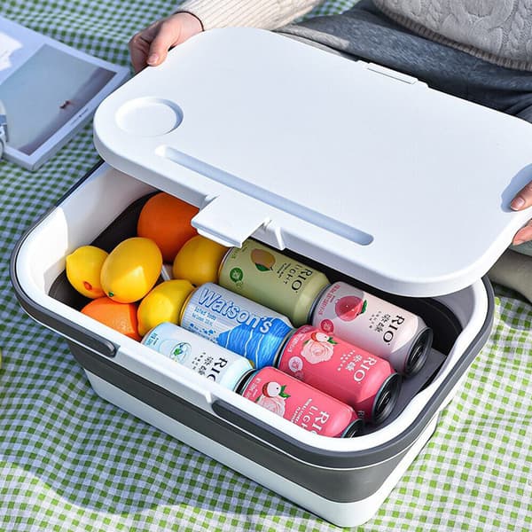 Vikbar picknickkorg Varukorg Stark med lock L�ttgr?