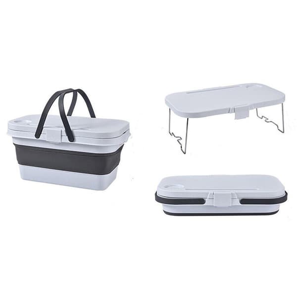 Vikbar picknickkorg Varukorg Stark med lock L�ttgr?