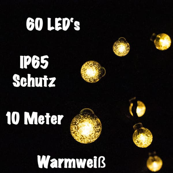Julbelysning Solar utomhuskedja LED-lampor 10m varm
