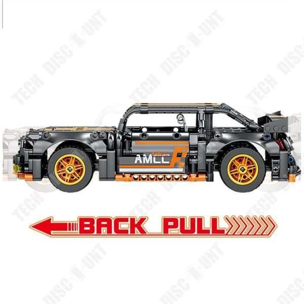 TD® Building Blocks Dark Mustang Technology Delar Partikelmontering Pull Back Förmåga Träningsleksaker