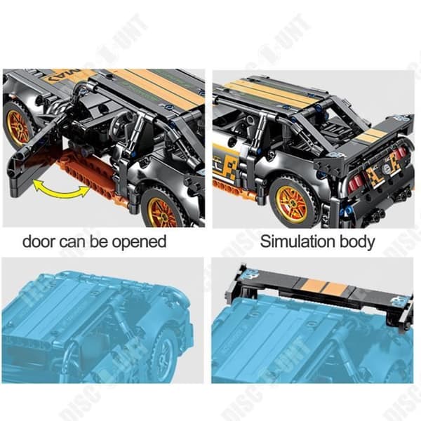 TD® Building Blocks Dark Mustang Technology Delar Partikelmontering Pull Back Förmåga Träningsleksaker