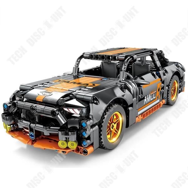 TD® Building Blocks Dark Mustang Technology Delar Partikelmontering Pull Back Förmåga Träningsleksaker