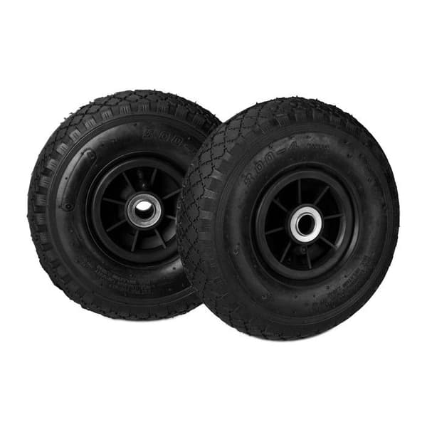 Relaxdays Roue de diable Set av 2 hjul för skottkärra, reservhjul axel, 3.00-4, gummi 260x85 mm 80 kg, svart
