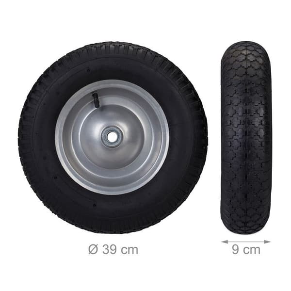 Relaxdays Handtruckhjul gummibelagt 200 kg, reservhjul, gummi axel 4.80 4.00-8, svart