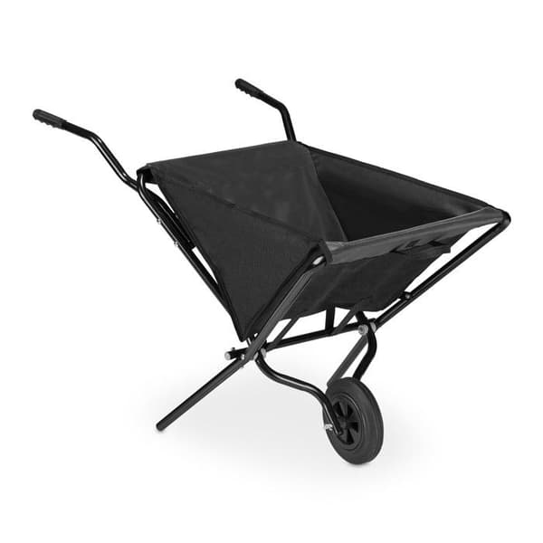 Relaxdays Fällbar trädgårdskärra, luftlös gummihjul, stål & polyester, 46 liter, HLP 70x112x67 cm, svart