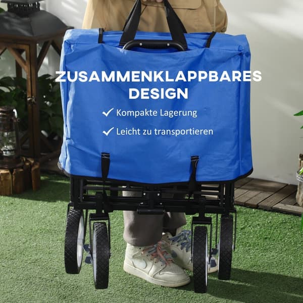 Hopfällbar Handvagn, 93x49x75-100 cm, Mörkblå
