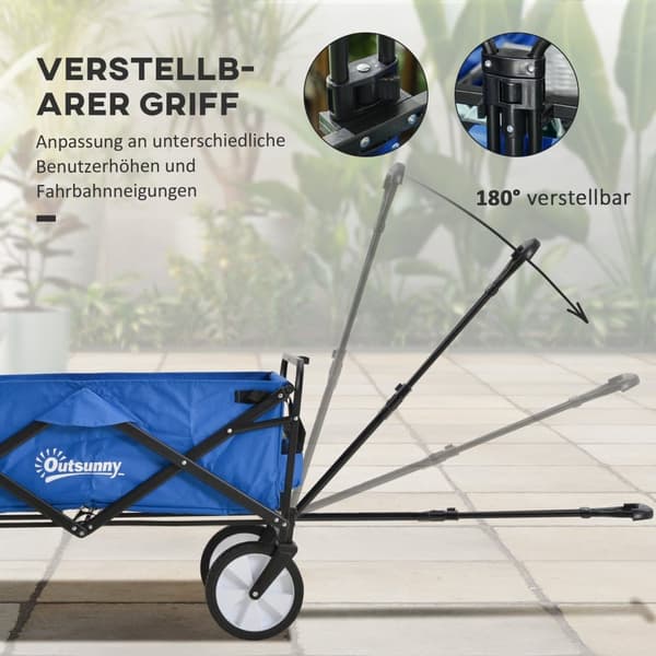 Hopfällbar Handvagn, 93x49x75-100 cm, Mörkblå