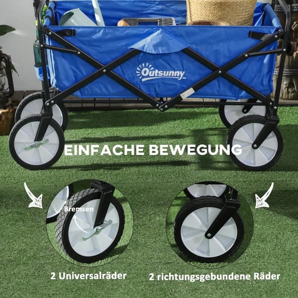 Hopfällbar Handvagn, 93x49x75-100 cm, Mörkblå